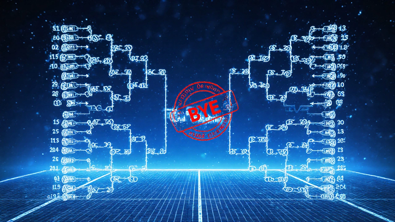 Digital diagram showing how byes balance a tennis tournament bracket mathematically.