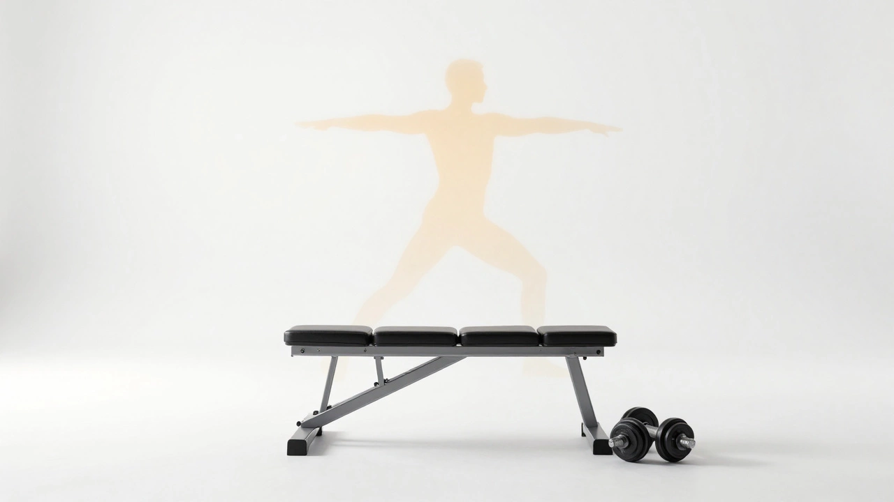 A minimalist gym setting with a glowing silhouette symbolizing mental focus and efficiency