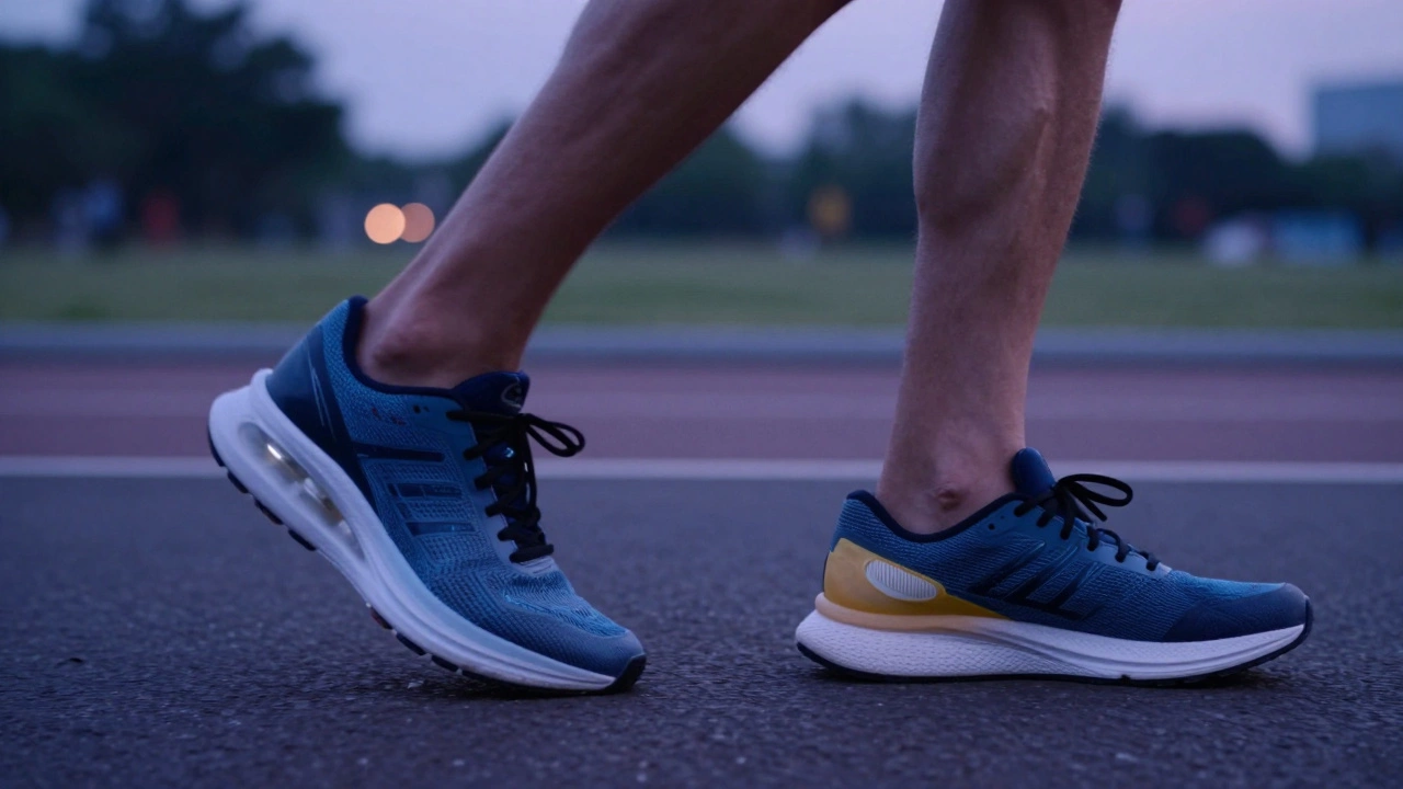 Comparison of a cushioned neutral shoe and a stability shoe during a running stride.