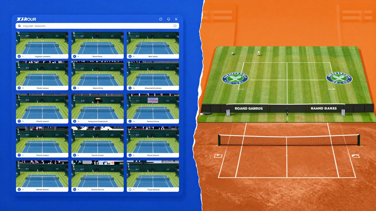 Conceptual illustration showing the divide between ATP Tour events and Grand Slam tournaments.