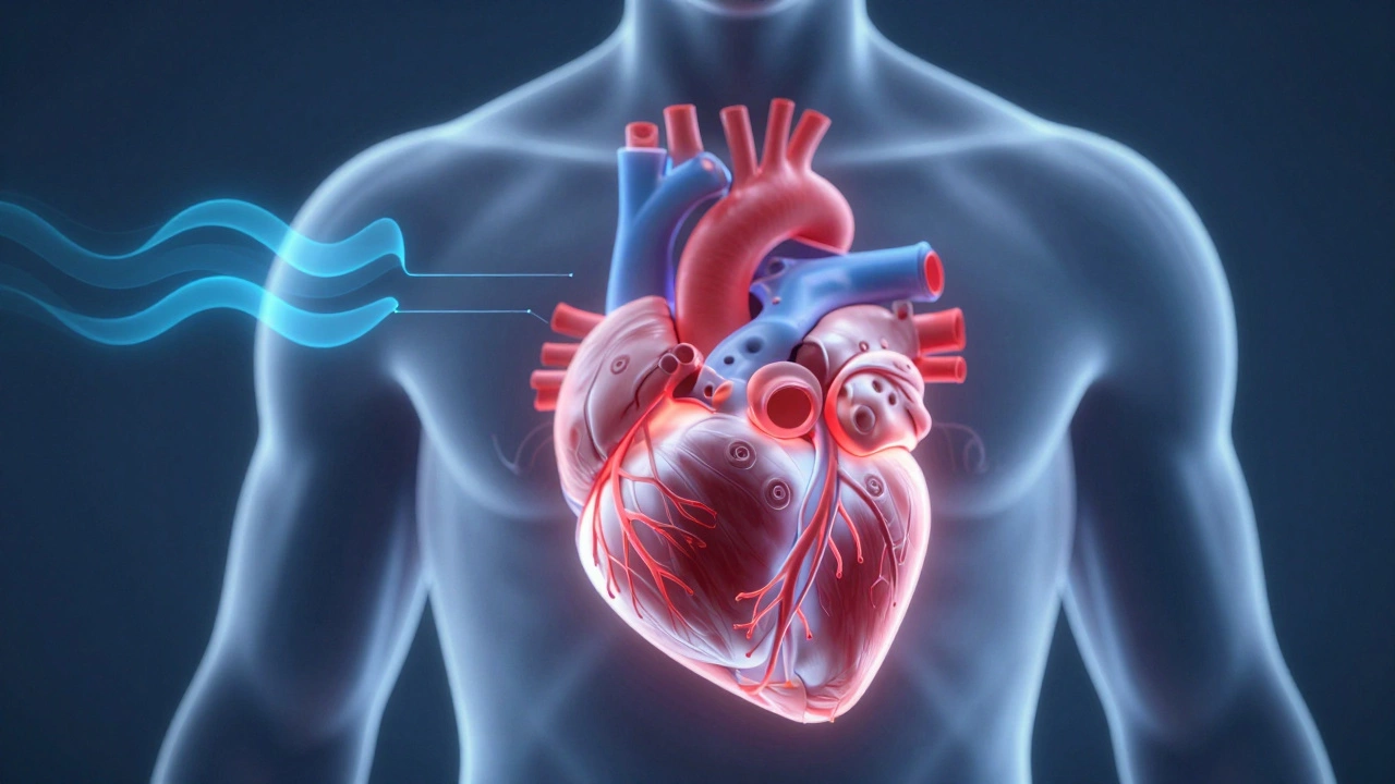 Illustration of a healthy heart showing improved blood flow and reduced inflammation.