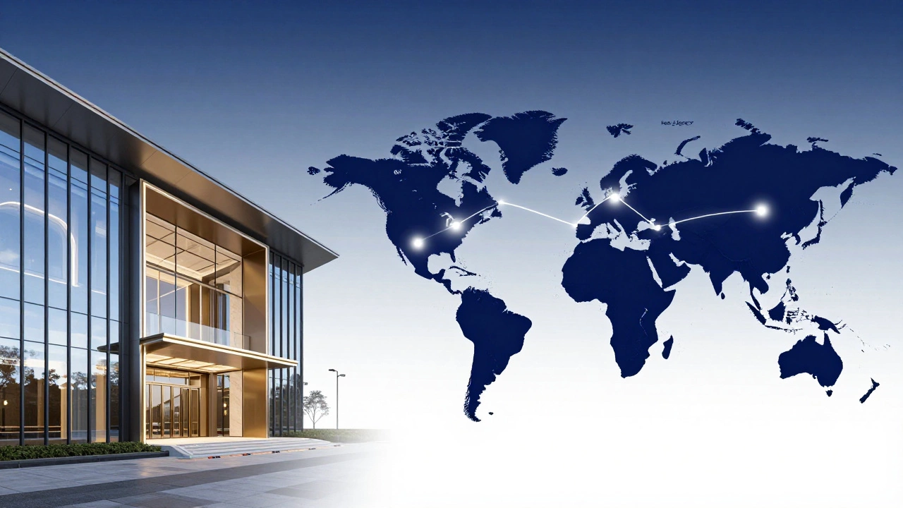 Conceptual art showing global network of golf properties