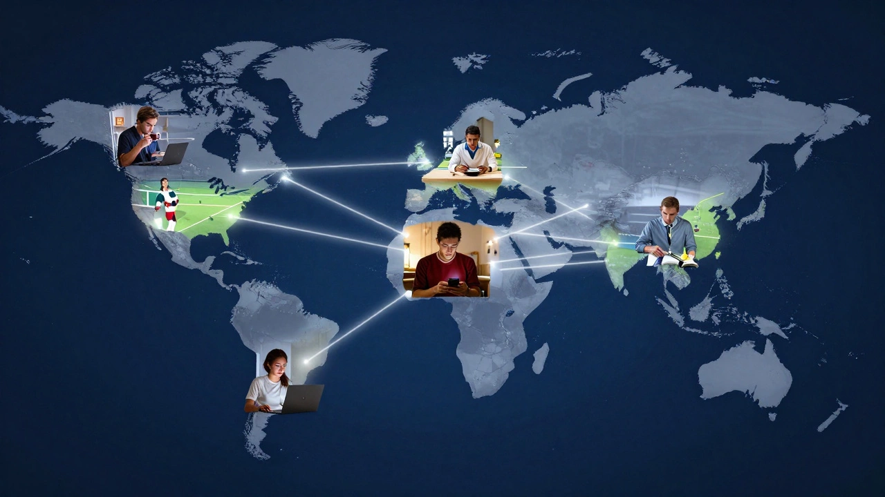 Global fans watching tennis matches on devices across different time zones