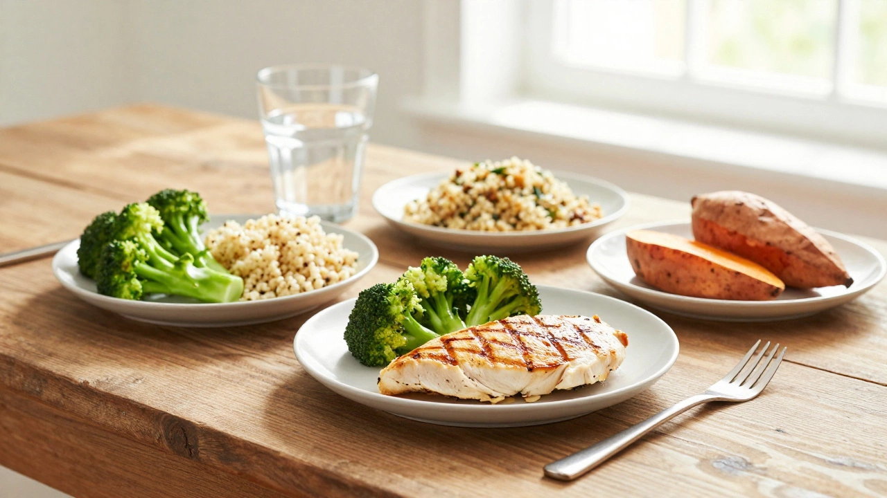 Healthy balanced meal with protein and vegetables