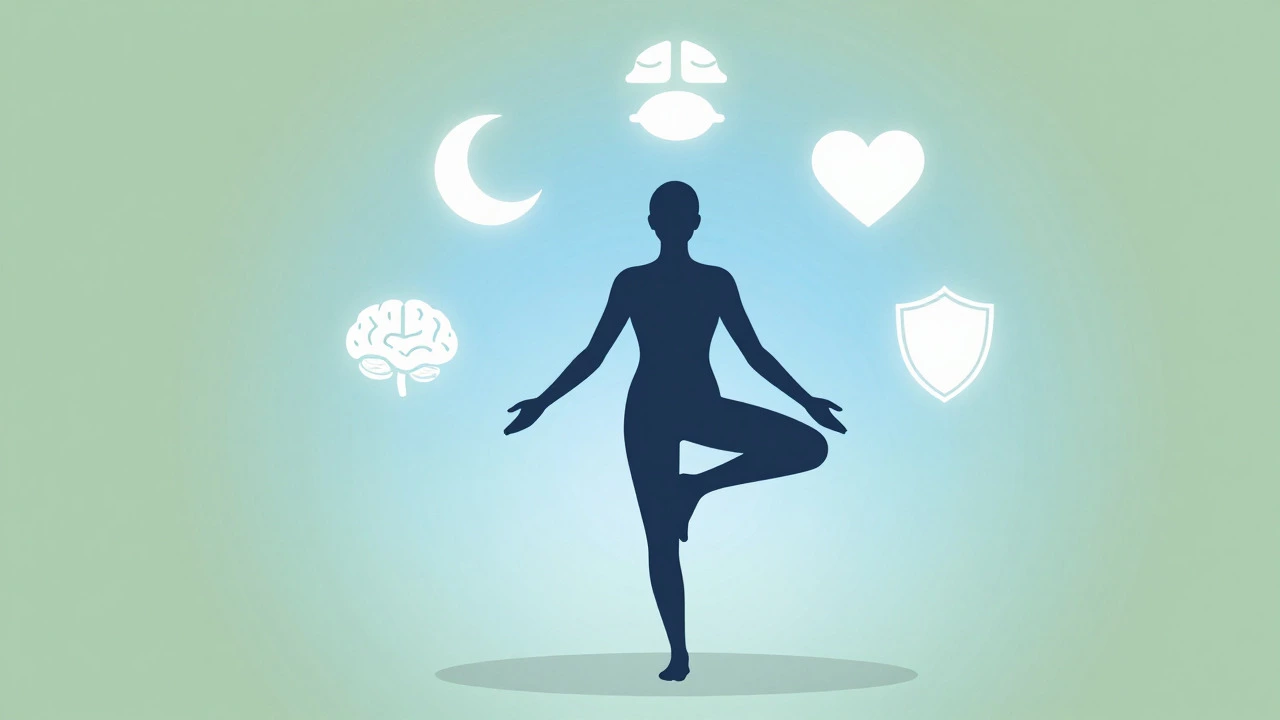 Minimalist illustration of balanced wellness habits and self-care
